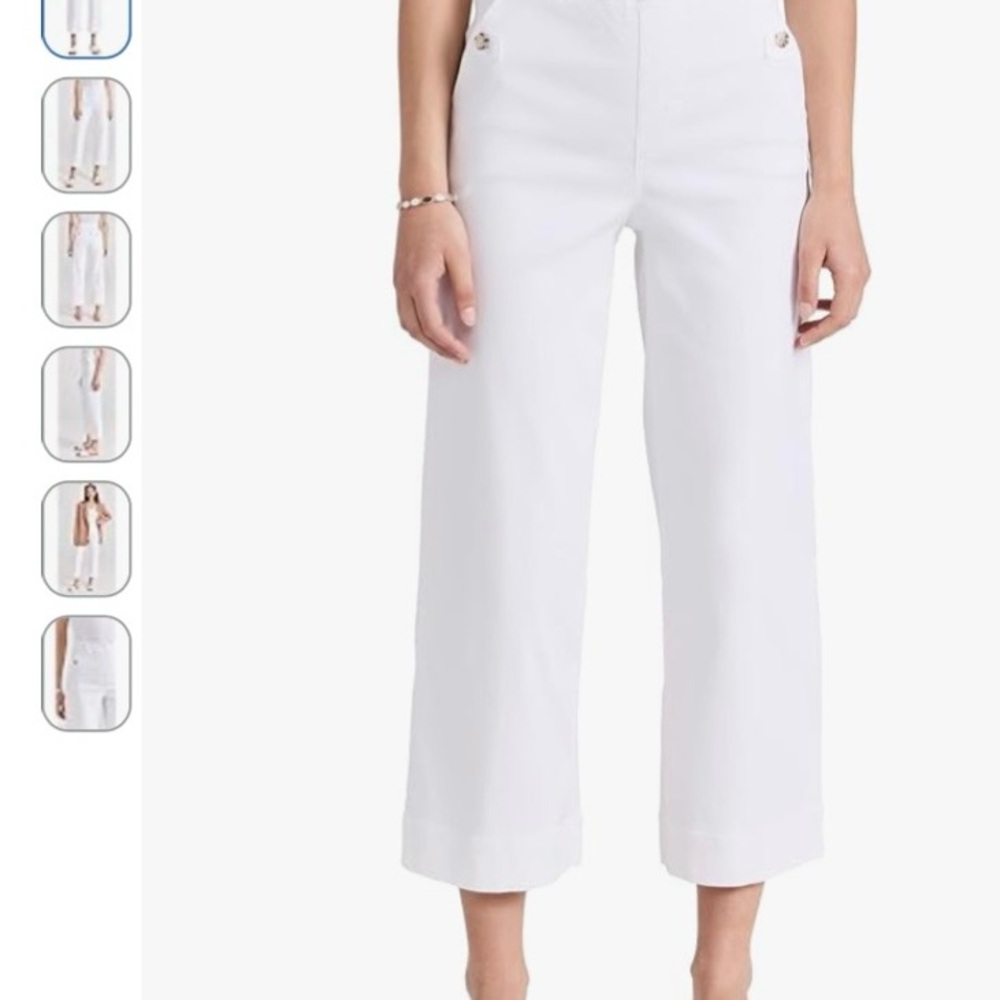 SPANX White Stretch Twill Cropped Wide Leg size S